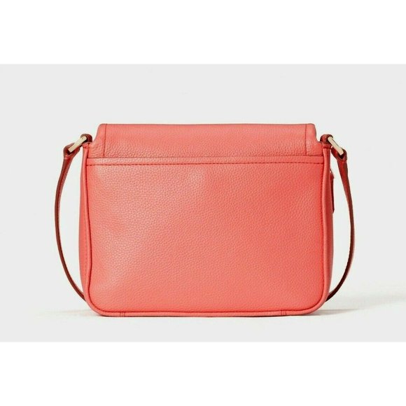 New Kate Spade Run Around Large Flap Crossbody Pebble Leather Peach Melba - Picture 3 of 5